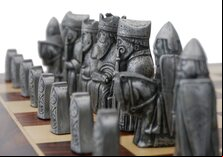 Berkeley Chess Isle of Lewis Chess Set - Steel & Copper finish