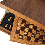 Manopoulos Olive Burl Chess Set with 50cm Chessboard