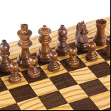 Manopoulos Olive Burl Chess Set with 50cm Chessboard