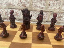 Sea Life Berkeley Chess Set with 3.75 inch King - Cream & Red