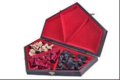 Small Hexagonal 3 Player Chess Set - 32cm board WITHOUT Edge Numbers