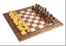Manopoulos Walnut Burl Chess Set with Staunton Chessmen