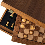 Manopoulos Walnut Burl Chess Set with Staunton Chessmen