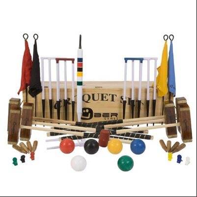Uber Games Championship 6 Player Croquet Set with a wooden box