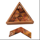 Rombol Tridomino in Triangular Wooden Box - Coloured Dots, 2 Jokers