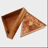 Rombol Tridomino in Triangular Wooden Box - Coloured Dots, 2 Jokers