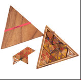 Rombol Tridomino in Triangular Wooden Box - Coloured Dots, 2 Jokers