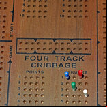 4 Track Classic Cribbage Set, Solid Oak