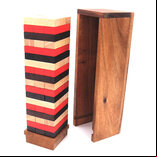 Rombol Tri-Coloured Wobble Tower in Wooden Storage Box