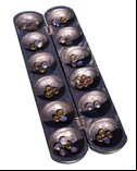 Oware Mancala Game -  stained black, pencil style with seeds
