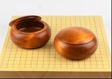 Wooden Go Bowls - Pair, Linden Wood, Reddish Finish