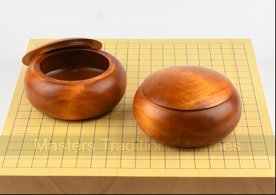 Wooden Go Bowls - Pair, Linden Wood, Reddish Finish