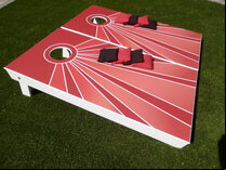 Cornhole - Full Deluxe Set - 2 boards, 8 bags [Red Stripes]