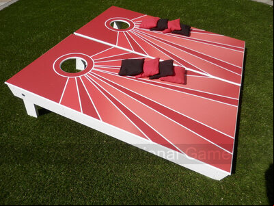 Cornhole - Full Deluxe Set - 2 boards, 8 bags [Red Stripes]