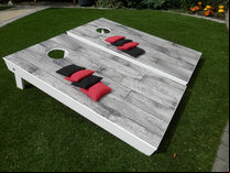 Cornhole - Full Deluxe Set - 2 boards, 8 bags [Rustic Wood Grey]