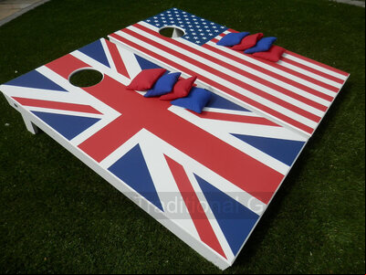 Cornhole - Full Deluxe Set - 2 boards, 8 bags [Union Jack / Stars and Stripes]