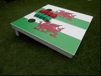 Cornhole - Full Deluxe Set - 2 boards, 8 bags [Welsh Flag]