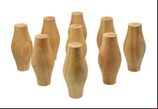 Set of 9 Bristol Skittle Pins (10 x 5 inch, Laminated Rubberwood)