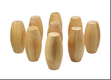 Set of 9 Gloucester Skittle Pins (10 x 5 inch Laminated Rubberwood)