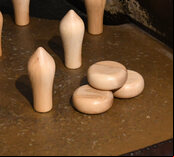 Set of Northamptonshire skittle pins and cheeses (Beech)